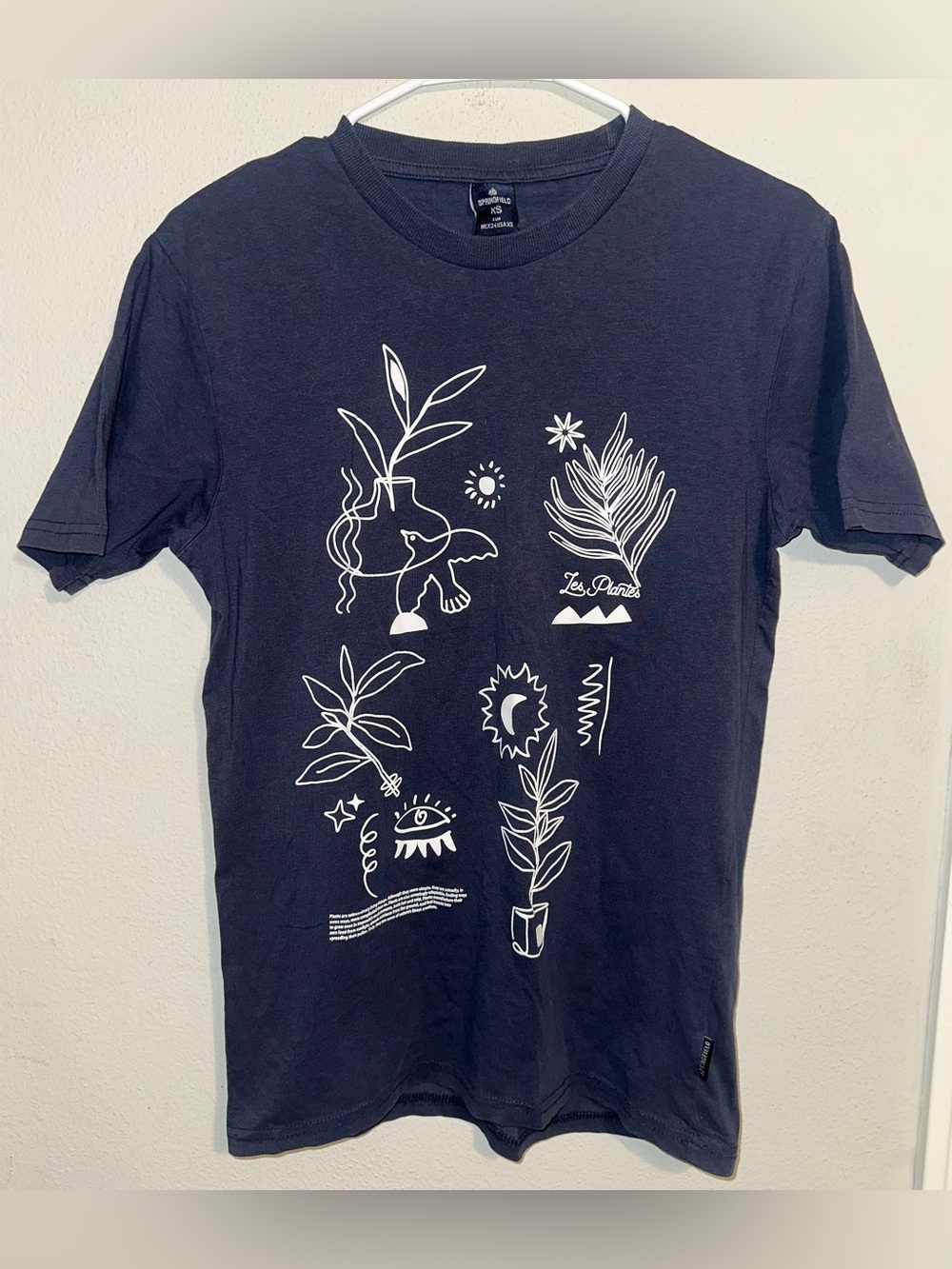 Springfield Navy Blue Graphic Plants Shirt